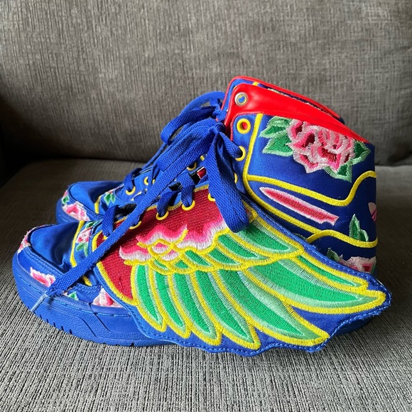 RARE Adidas Jeremy Scott JS Wings CNY Sz 4.5 M / 5.5W Maximalist Hypebeast Satin - Picture 2 of 16